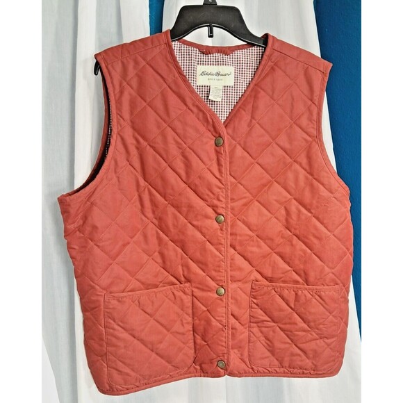 Women’s Eddie Bauer Quilted Vest Cardinal Red Size XXL Button Close - Picture 1 of 10